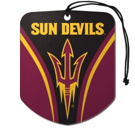FANMATS 61604 NCAA Arizona State Sun Devils Hanging Car Air Freshener, 2 Pack, Black Ice Scent, Odor Eliminator, Shield Design with Team Logo