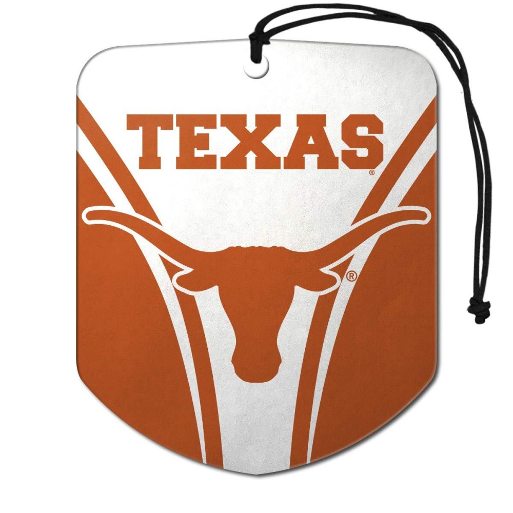 FANMATS 61634 NCAA Texas Longhorns Hanging Car Air Freshener, 2 Pack, Black Ice Scent, Odor Eliminator, Shield Design with Team Logo