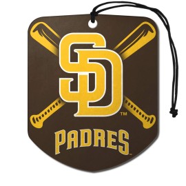 FANMATS 61555 MLB San Diego Padres Hanging Car Air Freshener, 2 Pack, Black Ice Scent, Odor Eliminator, Shield Design with Team Logo