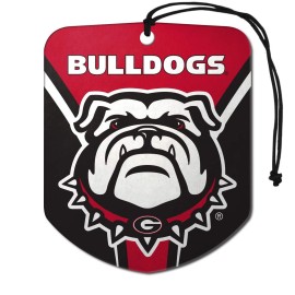 FANMATS 61611 NCAA Georgia Bulldogs Hanging Car Air Freshener, 2 Pack, Black Ice Scent, Odor Eliminator, Shield Design with Team Logo