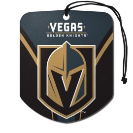 FANMATS 61601 NHL Vegas Golden Knights Hanging Car Air Freshener, 2 Pack, Black Ice Scent, Odor Eliminator, Shield Design with Team Logo