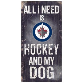 Fan Creations NHL Winnipeg Jets Unisex Winnipeg Jets Hockey and My Dog Sign, Team Color, 6 x 12