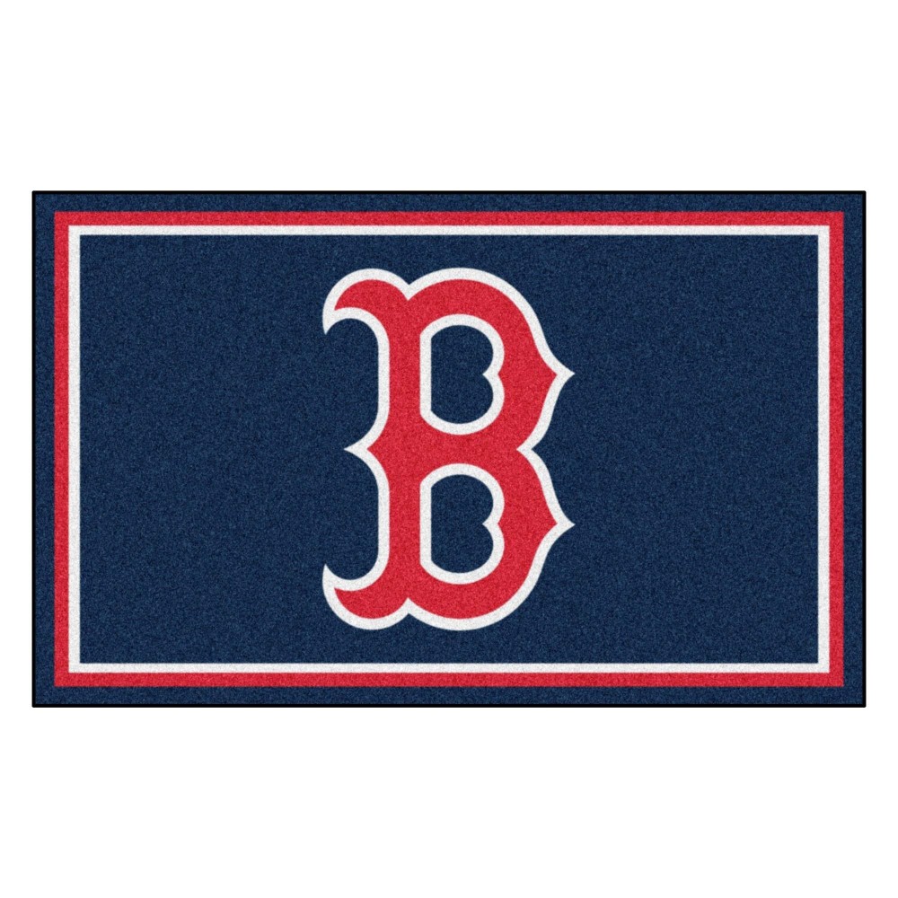 Boston Red Sox 4ft. x 6ft. Plush Area Rug - B Hat Logo