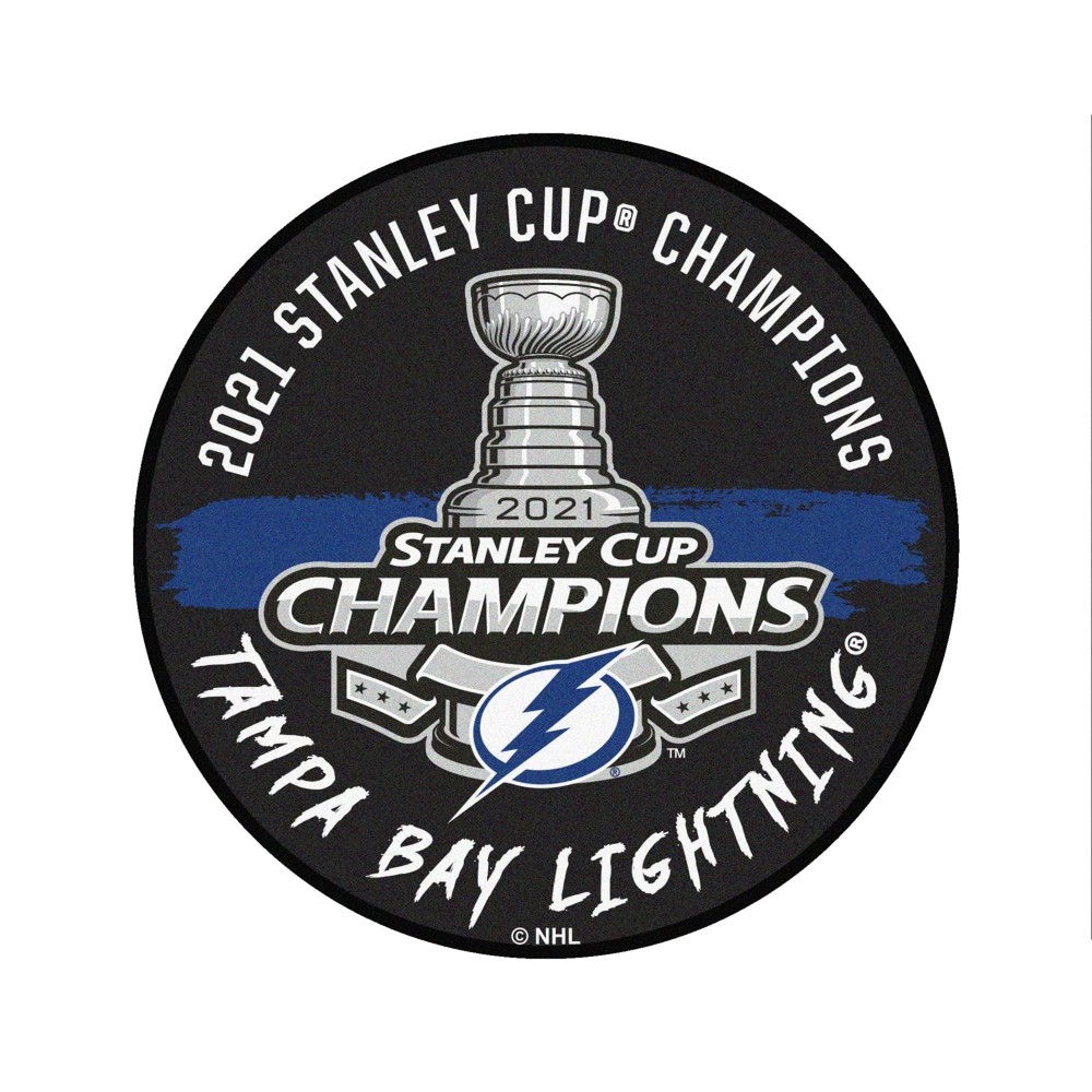 Tampa Bay Lightning 2021 NHL Stanley Cup Champions Hockey Puck Rug - 27in. Diameter