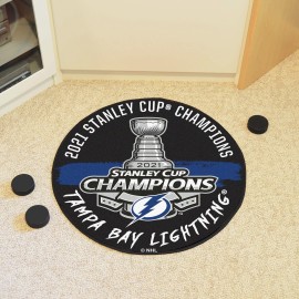 Tampa Bay Lightning 2021 NHL Stanley Cup Champions Hockey Puck Rug - 27in. Diameter