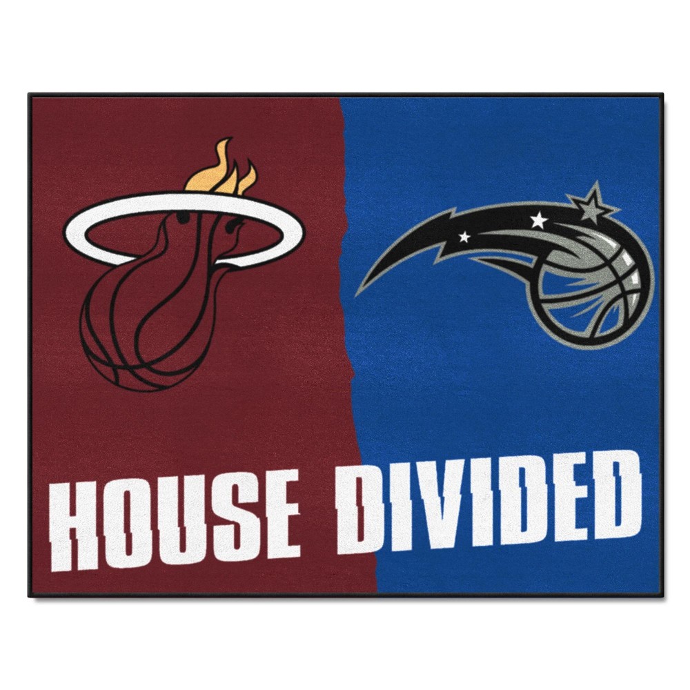 NBA House Divided -Miami Heat / Orlando Magic House Divided Rug - 34 in. x 42.5 in.