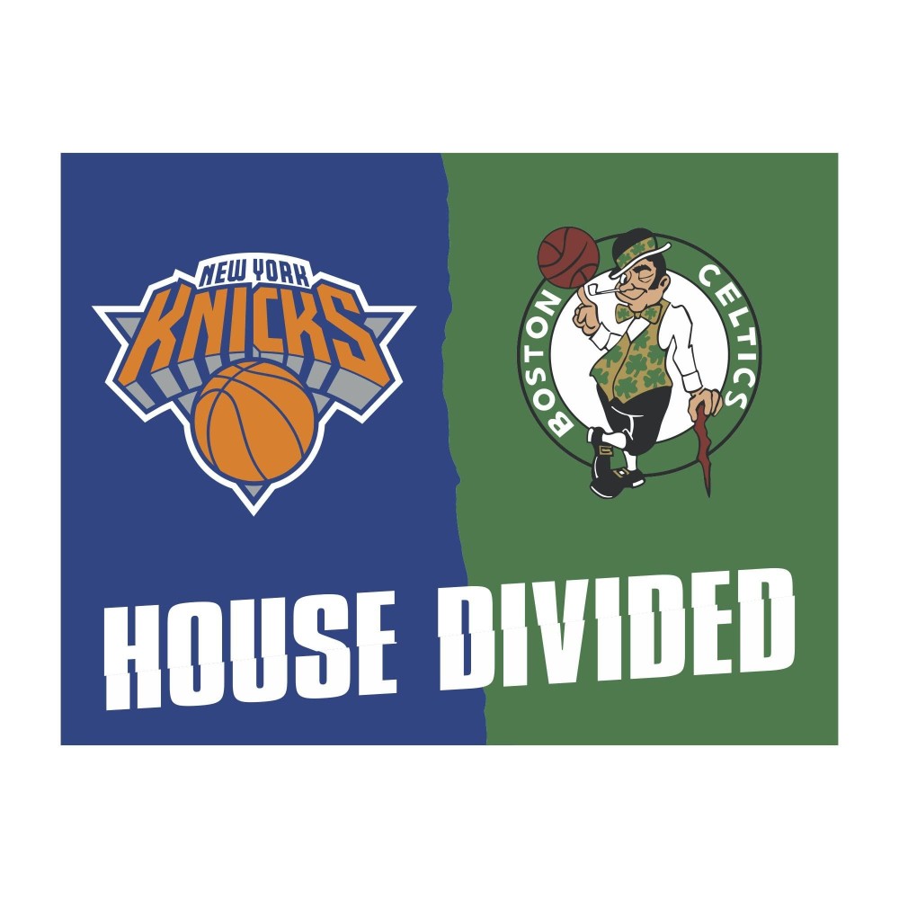 NBA House Divided - New York Knicks / Celtics House Divided Rug - 34 in. x 42.5 in.