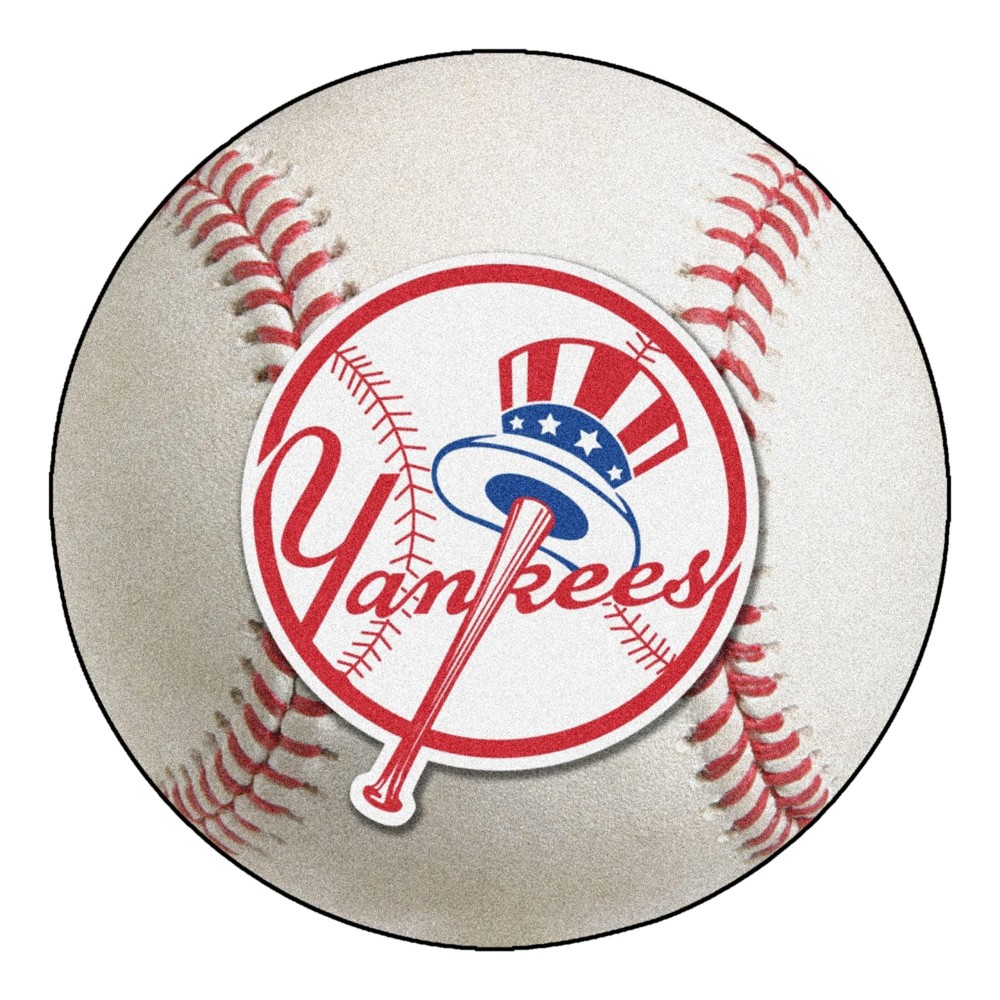 New York Yankees Baseball Rug - 27in. Diameter - Circular Yankees Primary Logo