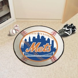 New York Mets Baseball Rug - 27in. Diameter - Circular Mets Primary Logo