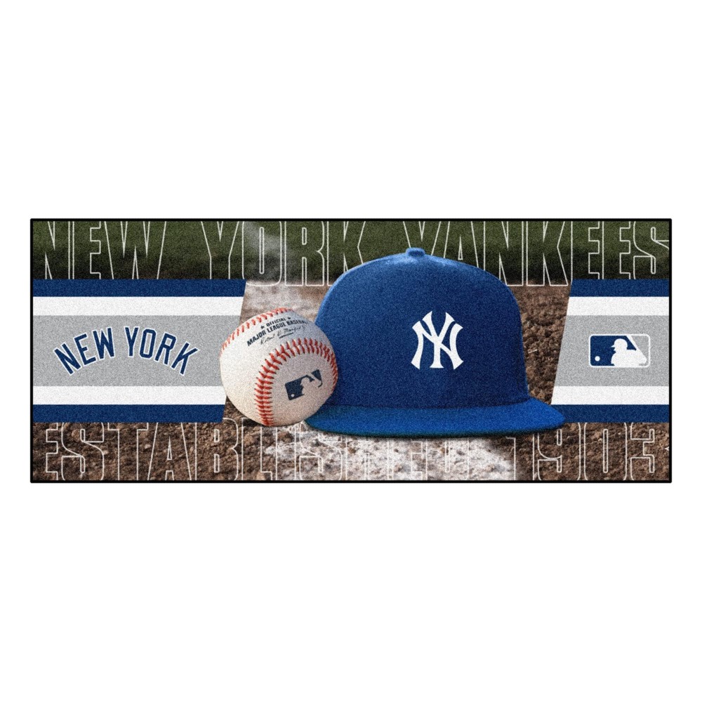 New York Yankees Baseball Runner Rug - 30in. x 72in. - NY Alternate Logo