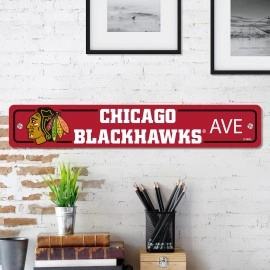 Chicago Blackhawks Team Color Street Sign Dcor 4in. X 24in. Lightweight