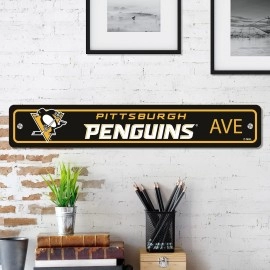 Pittsburgh Penguins Team Color Street Sign Dcor 4in. X 24in. Lightweight