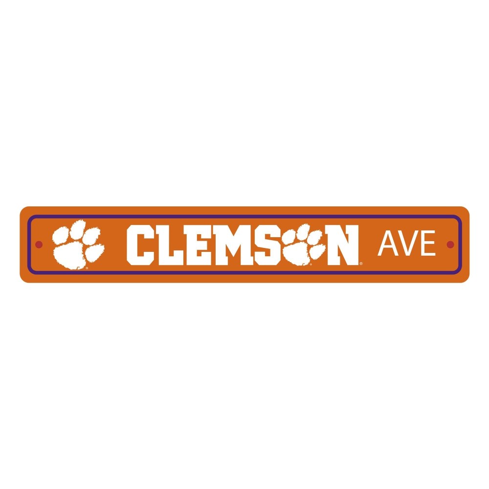 Clemson Tigers Team Color Street Sign Dcor 4in. X 24in. Lightweight