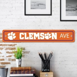 Clemson Tigers Team Color Street Sign Dcor 4in. X 24in. Lightweight