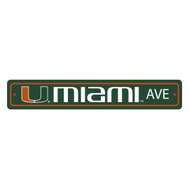 Miami Hurricanes Team Color Street Sign Dcor 4in. X 24in. Lightweight