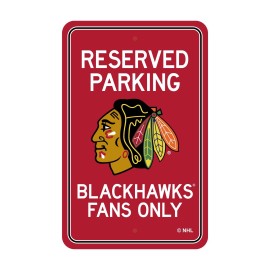 Chicago Blackhawks Team Color Reserved Parking Sign Dcor 18in. X 11.5in. Lightweight