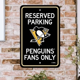 Pittsburgh Penguins Team Color Reserved Parking Sign Dcor 18in. X 11.5in. Lightweight