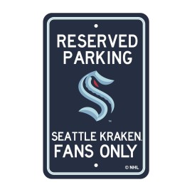 NHL - Seattle Kraken Team Color Reserved Parking Sign Dcor 18in. X 11.5in. Lightweight