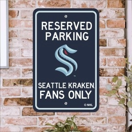 NHL - Seattle Kraken Team Color Reserved Parking Sign Dcor 18in. X 11.5in. Lightweight