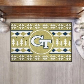 Georgia Tech Holiday Sweater Starter Mat Accent Rug - 19in. x 30in.