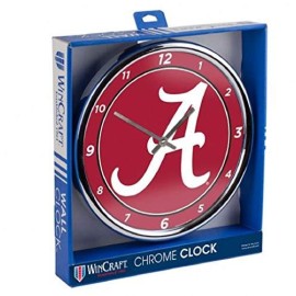 Alabama Crimson Tide Round Chrome Wall Clock