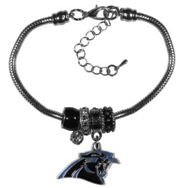 NFL Siskiyou Sports Womens Carolina Panthers Euro Bead Bracelet One Size Team Color