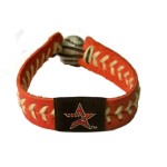 MLB Houston Astros Red Leather/Sand Thread Team Color Baseball Bracelet