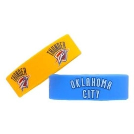 NBA Oklahoma City Thunder Silicone Rubber Bracelet, 2-Pack