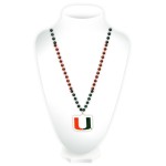 Miami Hurricanes Beads with Medallion Mardi Gras Style