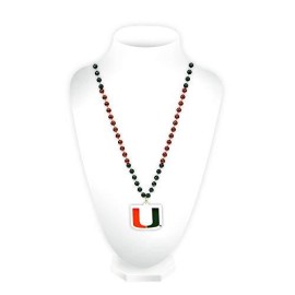 Miami Hurricanes Beads with Medallion Mardi Gras Style