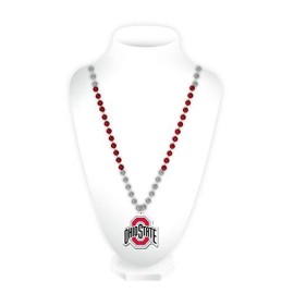 Ohio State Buckeyes Beads with Medallion Mardi Gras Style