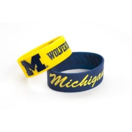 aminco NCAA Michigan Wolverines Silicone Rubber Bracelet Wristbands, 2-Pack