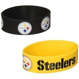 NFL Pittsburgh Steelers Silicone Rubber Bracelet, 2-pack