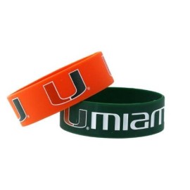 NCAA Miami Hurricanes Silicone Rubber Bracelet, 2-Pack