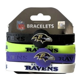 Amico International NFL Baltimore Ravens Silicone Bracelets, 4-Pack