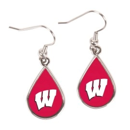 NCAA Wisconsin Badgers Tear Drop Earrings, Large, Multi