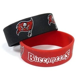 Aminco NFL Tampa Bay Buccaneers Wide Bracelet, 2-Pack, Red, 4