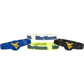 Aminco NCAA West Virginia Mountaineers Silicone Bracelets, 4-Pack