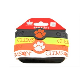 Aminco NcAA clemson Tigers Silicone Bracelets, 4-Pack , 12 wide with 1 round