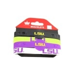 aminco NcAA LSU Tigers Silicone Bracelets, 4-Pack , 12 wide with 1 round