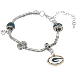 NFL Siskiyou Sports Womens Green Bay Packers Euro Bead Bracelet One Size Team Color