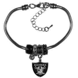 NFL Siskiyou Sports Womens Las Vegas Raiders Euro Bead Bracelet One Size Team Color