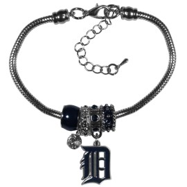 Siskiyou Gifts MLB Detroit Tigers Womens Bracelet Euro Bead Style, Team Colors, One Size