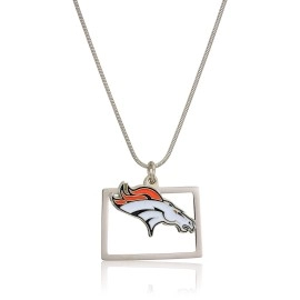 NFL Siskiyou Sports Womens Denver Broncos State Charm Necklace 18 inch Team Color