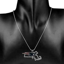 NFL Siskiyou Sports Womens New England Patriots State Charm Necklace 18 inch Team Color