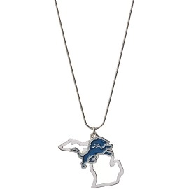 NFL Siskiyou Sports Womens Detroit Lions State Charm Necklace 18 inch Team Color