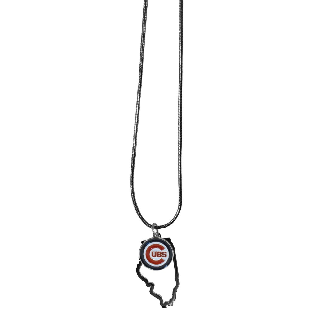 Siskiyou Sports MLB chicago cubs Necklace chain with State Shape charm, Team colors, One Size