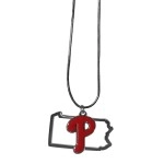 Siskiyou Sports MLB Philadelphia Phillies Necklace chain with State Shape charm, Team colors, One Size