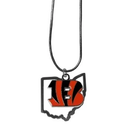 NFL Siskiyou Sports Womens Cincinnati Bengals State Charm Necklace 18 inch Team Color