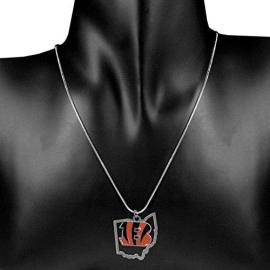 NFL Siskiyou Sports Womens Cincinnati Bengals State Charm Necklace 18 inch Team Color